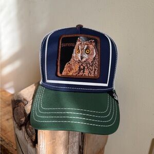 Goorin Bros “Superb” Super Bowl Blue and Green Owl Patch Hat